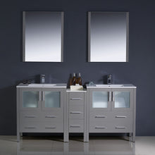Load image into Gallery viewer, Fresca Torino 72&quot; Gray Modern Double Sink Bathroom Vanity w/ Side Cabinet &amp; Integrated Sinks- Fresca