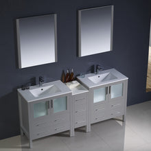 Load image into Gallery viewer, Fresca Torino 72&quot; Gray Modern Double Sink Bathroom Vanity w/ Side Cabinet &amp; Integrated Sinks- Fresca