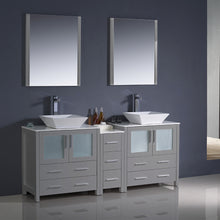 Load image into Gallery viewer, Fresca Torino 72&quot; Gray Modern Double Sink Bathroom Vanity w/ Side Cabinet &amp; Vessel Sinks- Fresca
