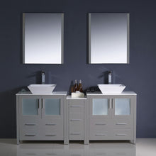 Load image into Gallery viewer, Fresca Torino 72&quot; Gray Modern Double Sink Bathroom Vanity w/ Side Cabinet &amp; Vessel Sinks- Fresca