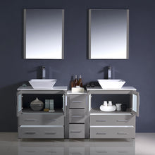 Load image into Gallery viewer, Fresca Torino 72&quot; Gray Modern Double Sink Bathroom Vanity w/ Side Cabinet &amp; Vessel Sinks- Fresca