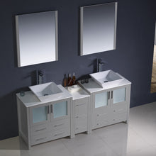 Load image into Gallery viewer, Fresca Torino 72&quot; Gray Modern Double Sink Bathroom Vanity w/ Side Cabinet &amp; Vessel Sinks- Fresca