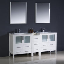 Load image into Gallery viewer, Fresca Torino 72&quot; White Modern Double Sink Bathroom Vanity w/ Side Cabinet &amp; Integrated Sinks- Fresca