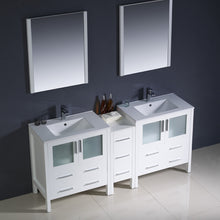 Load image into Gallery viewer, Fresca Torino 72&quot; White Modern Double Sink Bathroom Vanity w/ Side Cabinet &amp; Integrated Sinks- Fresca