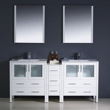 Load image into Gallery viewer, Fresca Torino 72&quot; White Modern Double Sink Bathroom Vanity w/ Side Cabinet &amp; Integrated Sinks- Fresca