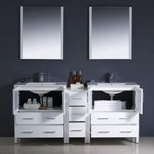 Load image into Gallery viewer, Fresca Torino 72&quot; White Modern Double Sink Bathroom Vanity w/ Side Cabinet &amp; Integrated Sinks- Fresca