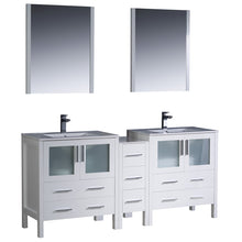 Load image into Gallery viewer, Fresca Torino 72&quot; White Modern Double Sink Bathroom Vanity w/ Side Cabinet &amp; Integrated Sinks- Fresca