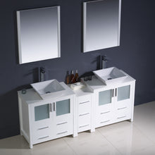 Load image into Gallery viewer, Fresca Torino 72&quot; White Modern Double Sink Bathroom Vanity w/ Side Cabinet &amp; Vessel Sinks- Fresca