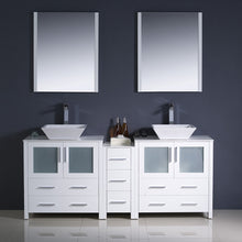 Load image into Gallery viewer, Fresca Torino 72&quot; White Modern Double Sink Bathroom Vanity w/ Side Cabinet &amp; Vessel Sinks- Fresca