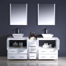 Load image into Gallery viewer, Fresca Torino 72&quot; White Modern Double Sink Bathroom Vanity w/ Side Cabinet &amp; Vessel Sinks- Fresca