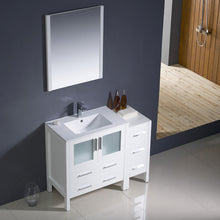 Load image into Gallery viewer, Fresca Torino 42" White Modern Bathroom Vanity w/ Side Cabinet &amp; Integrated Sink- Fresca