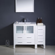 Load image into Gallery viewer, Fresca Torino 42" White Modern Bathroom Vanity w/ Side Cabinet &amp; Integrated Sink- Fresca