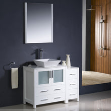 Load image into Gallery viewer, Fresca Torino 42" White Modern Bathroom Vanity w/ Side Cabinet &amp; Vessel Sink- Fresca