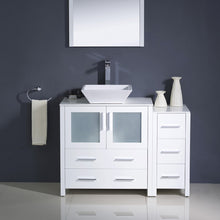 Load image into Gallery viewer, Fresca Torino 42" White Modern Bathroom Vanity w/ Side Cabinet &amp; Vessel Sink- Fresca