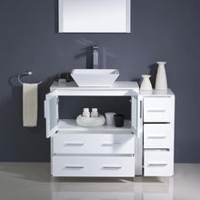 Load image into Gallery viewer, Fresca Torino 42" White Modern Bathroom Vanity w/ Side Cabinet &amp; Vessel Sink- Fresca