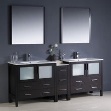 Load image into Gallery viewer, Fresca Torino 84&quot; Espresso Modern Double Sink Bathroom Vanity w/ Side Cabinet &amp; Integrated Sinks- Fresca