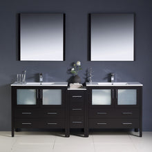 Load image into Gallery viewer, Fresca Torino 84&quot; Espresso Modern Double Sink Bathroom Vanity w/ Side Cabinet &amp; Integrated Sinks- Fresca