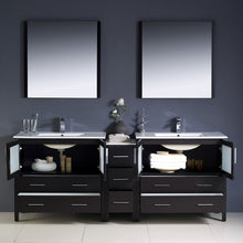 Load image into Gallery viewer, Fresca Torino 84&quot; Espresso Modern Double Sink Bathroom Vanity w/ Side Cabinet &amp; Integrated Sinks- Fresca