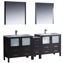 Load image into Gallery viewer, Fresca Torino 84&quot; Espresso Modern Double Sink Bathroom Vanity w/ Side Cabinet &amp; Integrated Sinks- Fresca