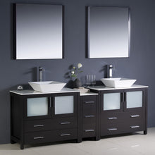 Load image into Gallery viewer, Fresca Torino 84&quot; Espresso Modern Double Sink Bathroom Vanity w/ Side Cabinet &amp; Vessel Sinks- Fresca
