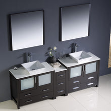 Load image into Gallery viewer, Fresca Torino 84&quot; Espresso Modern Double Sink Bathroom Vanity w/ Side Cabinet &amp; Vessel Sinks- Fresca