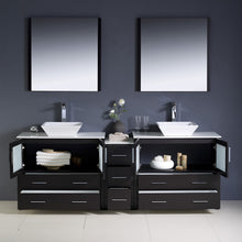 Load image into Gallery viewer, Fresca Torino 84&quot; Espresso Modern Double Sink Bathroom Vanity w/ Side Cabinet &amp; Vessel Sinks- Fresca
