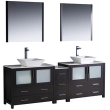 Load image into Gallery viewer, Fresca Torino 84&quot; Espresso Modern Double Sink Bathroom Vanity w/ Side Cabinet &amp; Vessel Sinks- Fresca