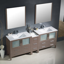 Load image into Gallery viewer, Fresca Torino 84&quot; Gray Oak Modern Double Sink Bathroom Vanity w/ Side Cabinet &amp; Integrated Sinks- Fresca