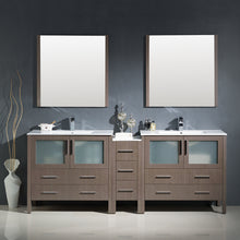 Load image into Gallery viewer, Fresca Torino 84&quot; Gray Oak Modern Double Sink Bathroom Vanity w/ Side Cabinet &amp; Integrated Sinks- Fresca