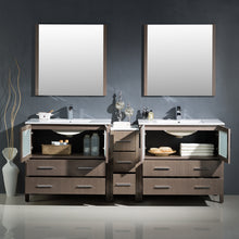 Load image into Gallery viewer, Fresca Torino 84&quot; Gray Oak Modern Double Sink Bathroom Vanity w/ Side Cabinet &amp; Integrated Sinks- Fresca