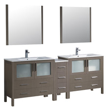 Load image into Gallery viewer, Fresca Torino 84&quot; Gray Oak Modern Double Sink Bathroom Vanity w/ Side Cabinet &amp; Integrated Sinks- Fresca