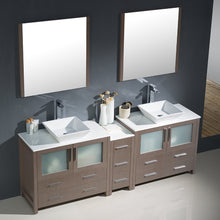 Load image into Gallery viewer, Fresca Torino 84&quot; Gray Oak Modern Double Sink Bathroom Vanity w/ Side Cabinet &amp; Vessel Sinks- Fresca