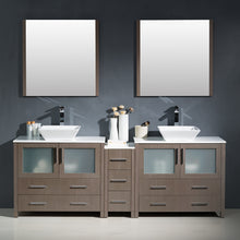 Load image into Gallery viewer, Fresca Torino 84&quot; Gray Oak Modern Double Sink Bathroom Vanity w/ Side Cabinet &amp; Vessel Sinks- Fresca