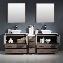 Load image into Gallery viewer, Fresca Torino 84&quot; Gray Oak Modern Double Sink Bathroom Vanity w/ Side Cabinet &amp; Vessel Sinks- Fresca