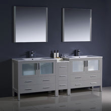 Load image into Gallery viewer, Fresca Torino 84&quot; Gray Modern Double Sink Bathroom Vanity w/ Side Cabinet &amp; Integrated Sinks- Fresca