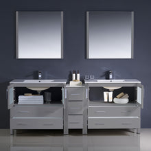Load image into Gallery viewer, Fresca Torino 84&quot; Gray Modern Double Sink Bathroom Vanity w/ Side Cabinet &amp; Integrated Sinks- Fresca