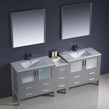 Load image into Gallery viewer, Fresca Torino 84&quot; Gray Modern Double Sink Bathroom Vanity w/ Side Cabinet &amp; Integrated Sinks- Fresca