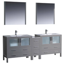 Load image into Gallery viewer, Fresca Torino 84&quot; Gray Modern Double Sink Bathroom Vanity w/ Side Cabinet &amp; Integrated Sinks- Fresca
