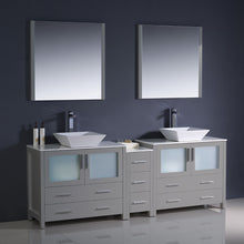 Load image into Gallery viewer, Fresca Torino 84&quot; Gray Modern Double Sink Bathroom Vanity w/ Side Cabinet &amp; Vessel Sinks- Fresca