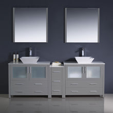 Load image into Gallery viewer, Fresca Torino 84&quot; Gray Modern Double Sink Bathroom Vanity w/ Side Cabinet &amp; Vessel Sinks- Fresca