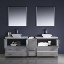Load image into Gallery viewer, Fresca Torino 84&quot; Gray Modern Double Sink Bathroom Vanity w/ Side Cabinet &amp; Vessel Sinks- Fresca