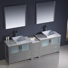 Load image into Gallery viewer, Fresca Torino 84&quot; Gray Modern Double Sink Bathroom Vanity w/ Side Cabinet &amp; Vessel Sinks- Fresca