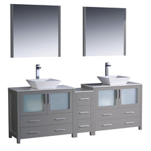 Load image into Gallery viewer, Fresca Torino 84&quot; Gray Modern Double Sink Bathroom Vanity w/ Side Cabinet &amp; Vessel Sinks- Fresca
