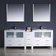 Load image into Gallery viewer, Fresca Torino 84&quot; White Modern Double Sink Bathroom Vanity w/ Side Cabinet &amp; Integrated Sinks- Fresca