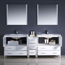 Load image into Gallery viewer, Fresca Torino 84&quot; White Modern Double Sink Bathroom Vanity w/ Side Cabinet &amp; Integrated Sinks- Fresca