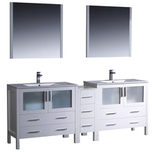 Load image into Gallery viewer, Fresca Torino 84&quot; White Modern Double Sink Bathroom Vanity w/ Side Cabinet &amp; Integrated Sinks- Fresca