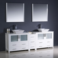 Load image into Gallery viewer, Fresca Torino 84&quot; White Modern Double Sink Bathroom Vanity w/ Side Cabinet &amp; Vessel Sinks- Fresca