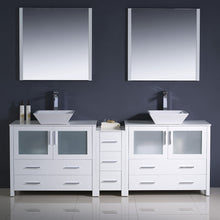 Load image into Gallery viewer, Fresca Torino 84&quot; White Modern Double Sink Bathroom Vanity w/ Side Cabinet &amp; Vessel Sinks- Fresca