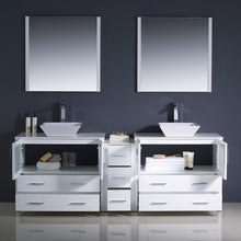 Load image into Gallery viewer, Fresca Torino 84&quot; White Modern Double Sink Bathroom Vanity w/ Side Cabinet &amp; Vessel Sinks- Fresca