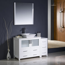 Load image into Gallery viewer, Fresca Torino 48&quot; White Modern Bathroom Vanity w/ Side Cabinet &amp; Vessel Sink- Fresca